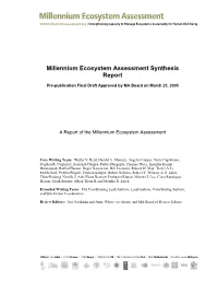 Millennium Ecosystem Assessment Synthesis Report