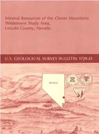 Mineral Resources of the Clover Mountains Wilderness Study Area, Lincoln County, Nevada