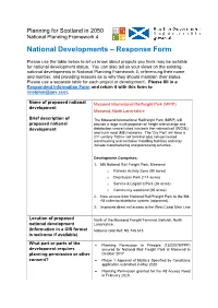 National Developments – Response Form