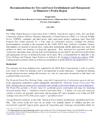 Recommendations for Tree and Forest Establishment and Management in Minnesota’S Prairie Region