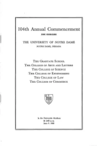 1949-06-05 University of Notre Dame Commencement Program