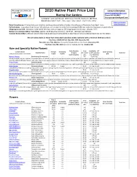 2020 Native Plant Price List