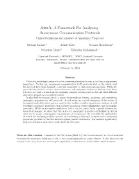Anoa: a Framework for Analyzing Anonymous Communication Protocols Uniﬁed Deﬁnitions and Analyses of Anonymity Properties