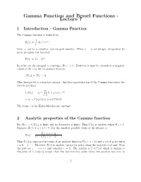 Gamma Function and Bessel Functions - Lecture 7