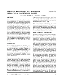 LANDSLIDE HAZARDS and POLICY-RESPONSE Amir Nawaz Khan* in PAKISTAN: a CASE STUDY of MURREE