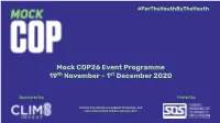 Mock COP26 Event Programme 19Th November – 1St December 2020