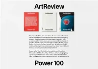 Now in Its 16Th Edition, Artreview's Annual Power 100 Is The
