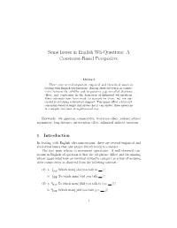 Some Issues in English Wh-Questions: a Constraint-Based Perspective