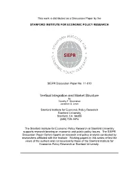 Vertical Integration and Market Structure by Timothy F