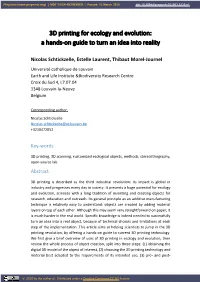 3D Printing for Ecology and Evolution: a Hands-On Guide to Turn an Idea Into Reality
