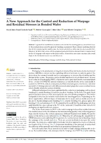 A New Approach for the Control and Reduction of Warpage and Residual Stresses in Bonded Wafer