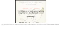 Displacement, Velocity, and Acceleration