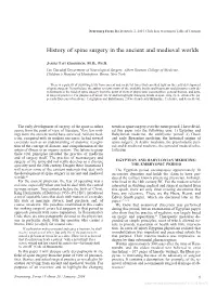 History of Spine Surgery in the Ancient and Medieval Worlds
