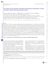 Iron Status and Associations with Physical Performance During Basic Combat Training in Female New Zealand Army Recruits