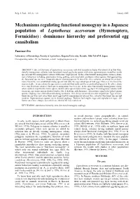 Mechanisms Regulating Functional Monogyny in a Japanese