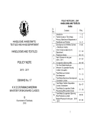 POLICY NOTE 2010 – 2011 HANDLOOMS and TEXTILES Index S