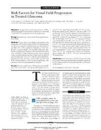 Risk Factors for Visual Field Progression in Treated Glaucoma
