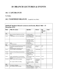 Branch Lectures & Events