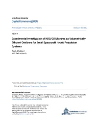 Experimental Investigation of N2O/O2 Mixtures As Volumetrically Efficient Oxidizers for Small Spacecraft Hybrid Propulsion Systems