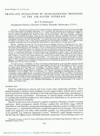 Frazil-Ice Nucleation by Mass-Exchange Processes at the Air- Water Interface