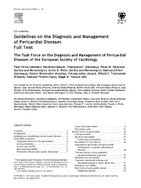 Guidelines on the Diagnosis and Management of Pericardial