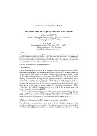 Infrasound and Low Frequency Noise of a Wind Turbine
