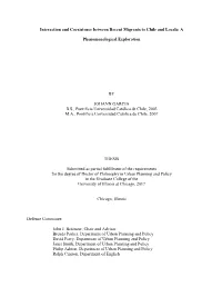 Interaction and Coexistence Between Recent Migrants to Chile and Locals: A