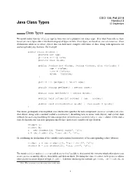 Java Class Types 12 September