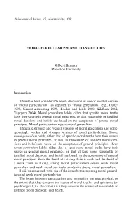 MORAL PARTICULARISM and TRANSDUCTION Gilbert Harman