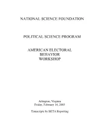 National Science Foundation Political Science Program