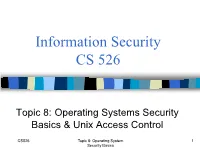 OS Security Basics & Unix Access Control