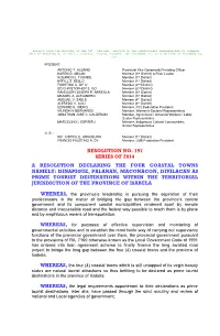 Resolution No. 197 Series of 2014 a Resolution Declaring