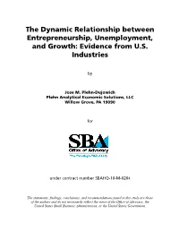 The Dynamic Relationship Between Entrepreneurship, Unemployment, and Growth: Evidence from U.S
