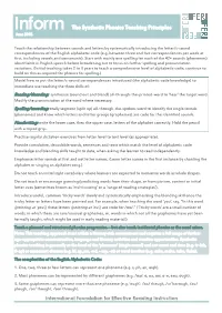 The Synthetic Phonics Teaching Principles June 2015