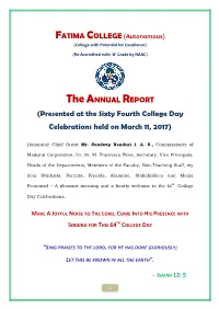 Theannual REPORT (Presented at the Sixty Fourth College Day