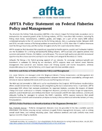 AFFTA Policy Statement on Federal Fisheries Policy and Management
