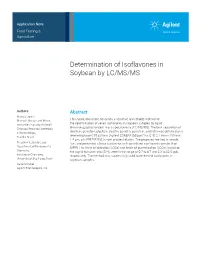 Determination of Isoflavones in Soybean by LC/MS/MS