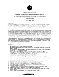* Diploma Lecture Series 2012 Absolutism to Enlightenment