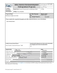 NEW/CHANGE PROGRAM REQUEST Undergraduate Programs