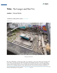 No Longer and Not Yet