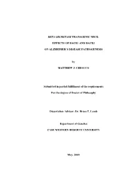 Beta-Secretase Transgenic Mice