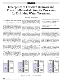 Emergence of Forward Osmosis and Pressure-Retarded Osmotic Processes for Drinking Water Treatment