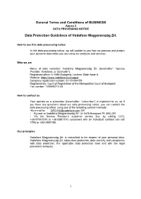 General Terms and Conditions of BUSINESS Annex 3 DATA PROCESSING NOTICE