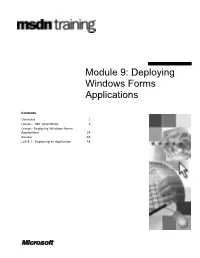 Module 9: Deploying Windows Forms Applications