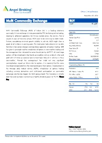 Multi Commodity Exchange CMP `1,239