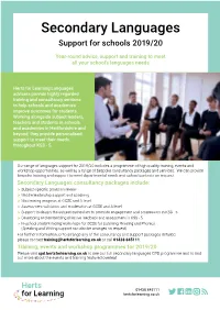 Secondary Languages Support for Schools 2019/20