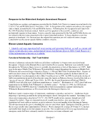Response to Watershed Analysis Amendment Request