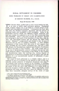 Rural Settlement in Cheshire Some Problems of Origin and Classification