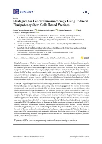 Strategies for Cancer Immunotherapy Using Induced Pluripotency Stem Cells-Based Vaccines