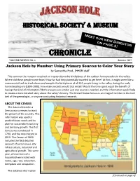 Summer 2017 Jackson Hole by Number: Using Primary Sources to Color Your Story